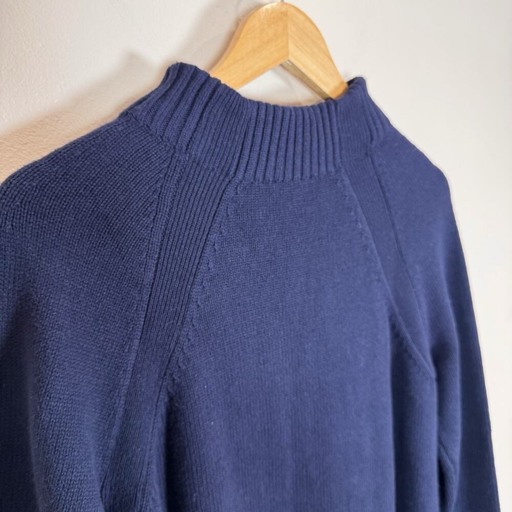 NWT Talbots Womens Cable Knit Sweater M Navy Funnel Neck Nautical Coastal Preppy - Picture 7 of 8
